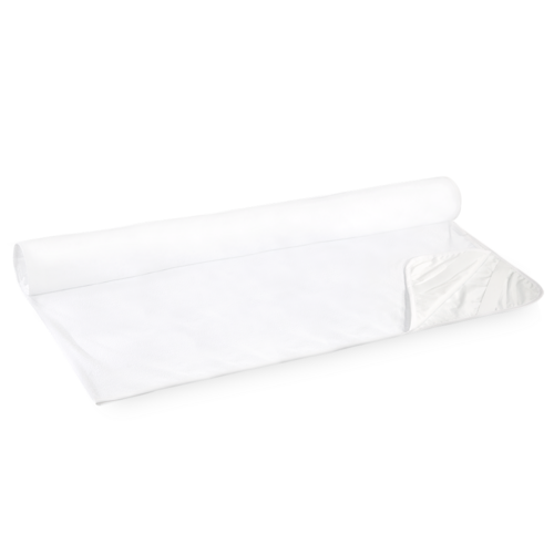 Biały podkład na materac Rizo PVC+ POM 02 z widoczną gumą mocującą w rogu
